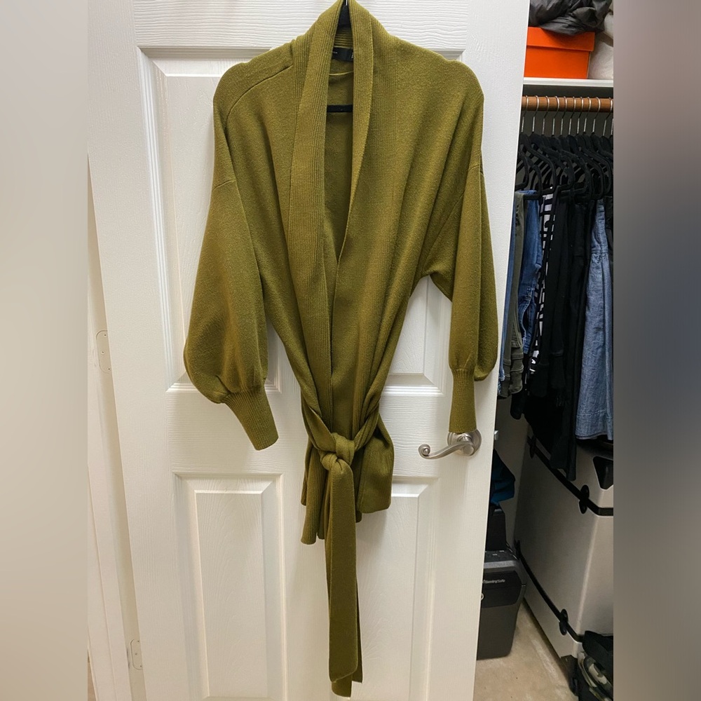 Vera Moda Open Cardigan with Tie in Green